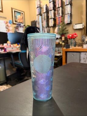 Starbucks Iridescent Aqua-Purple Ombre Reusable Tumbler with Straw